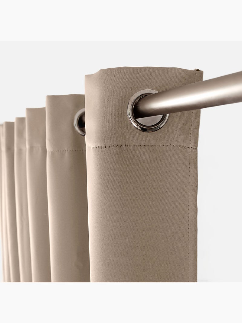 Rideau occultant uni avec 8 œillets Beige - Kiabi