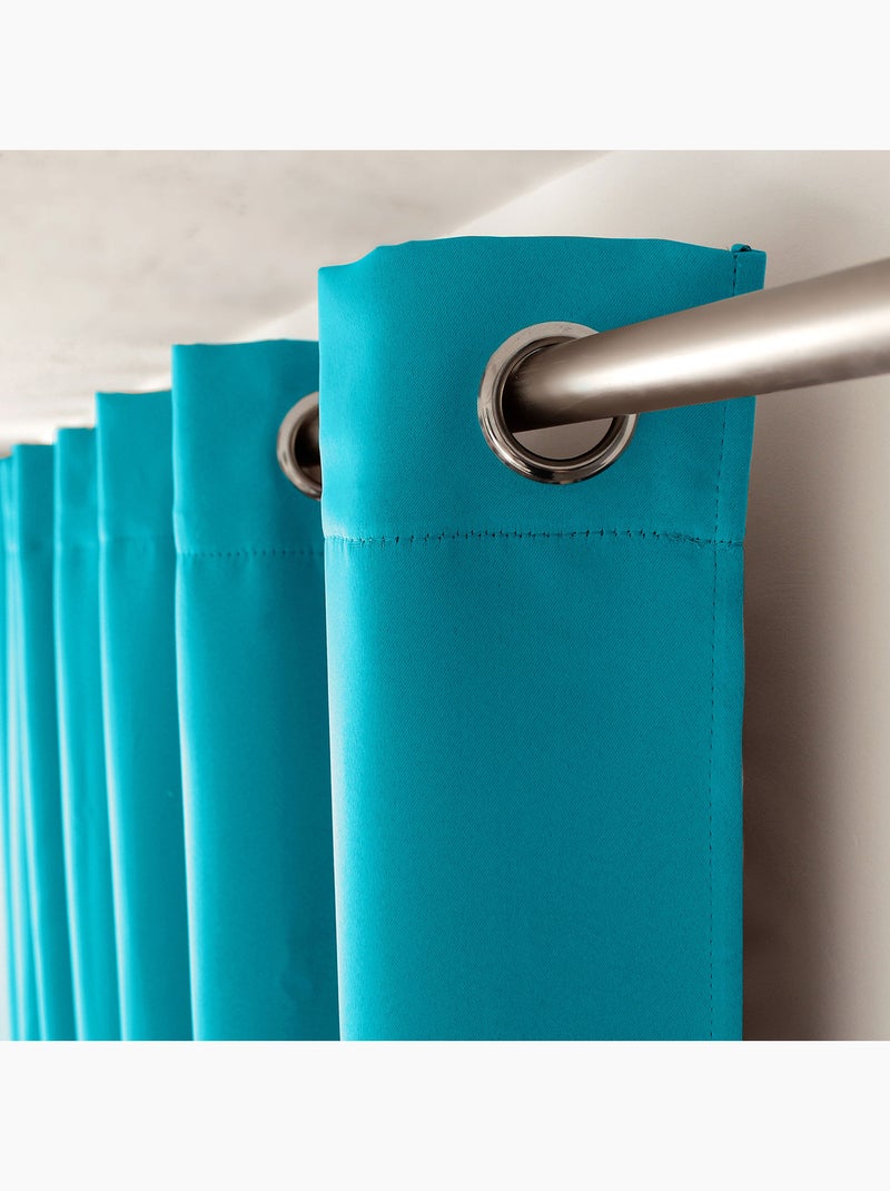 Rideau occultant uni avec 8 œillets Bleu turquoise - Kiabi