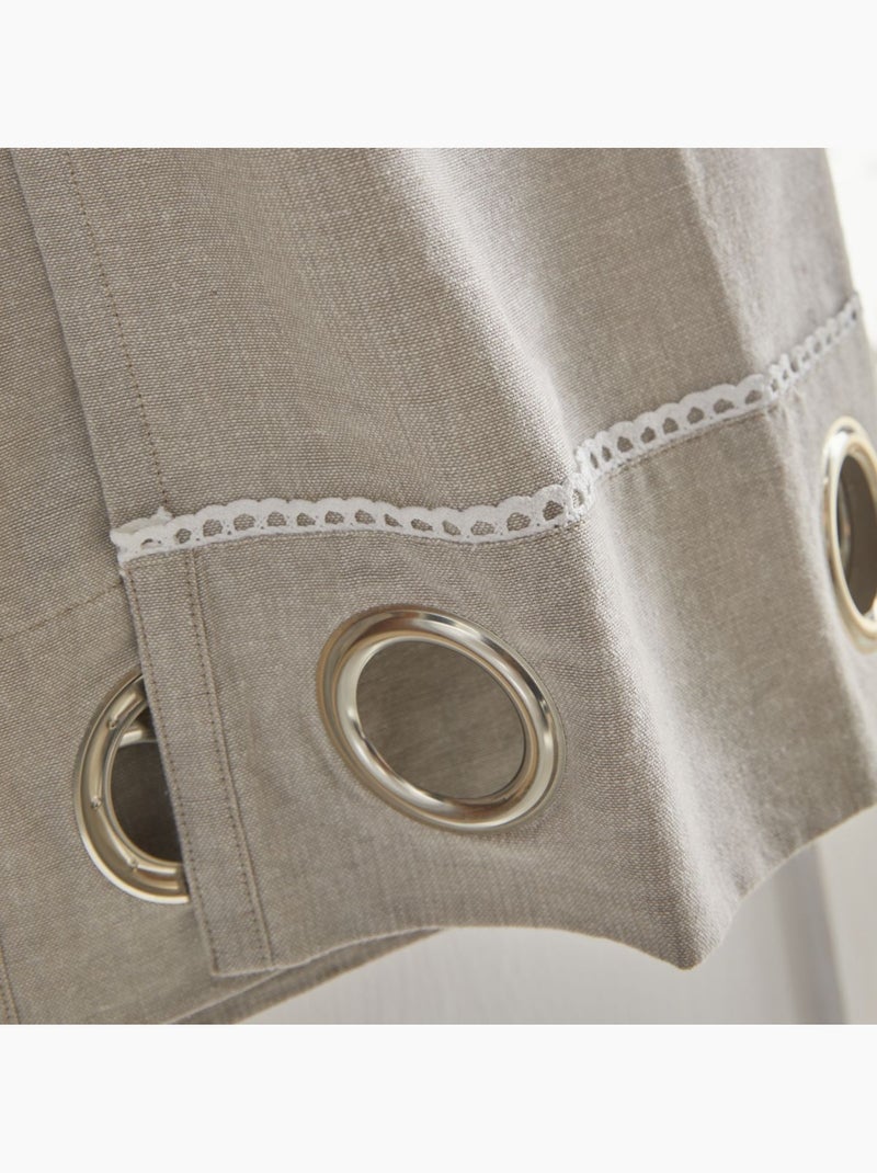 Rideau ? oeillets coton uni CHARME Beige - Kiabi
