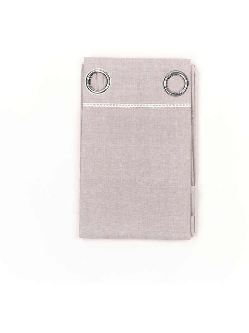 Rideau ? oeillets coton uni CHARME Beige - Kiabi