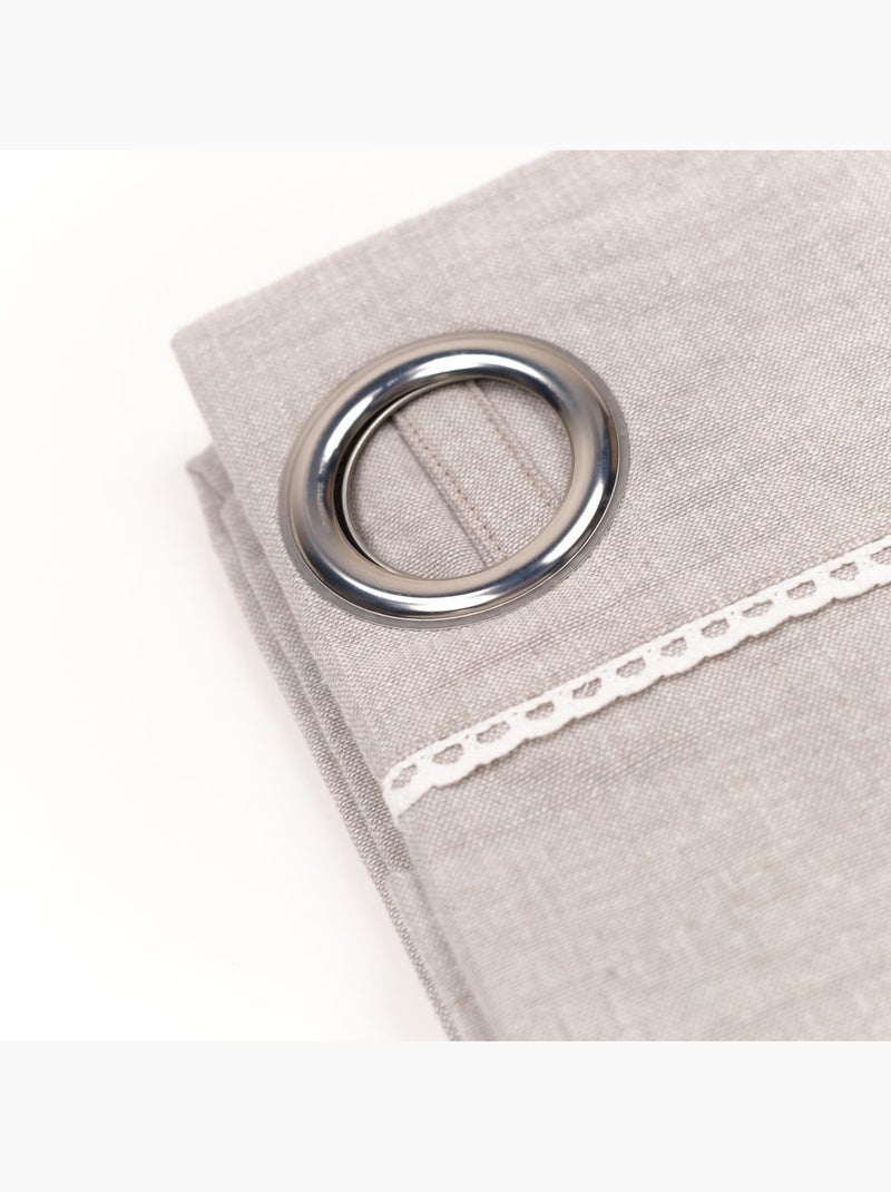 Rideau ? oeillets coton uni CHARME Beige - Kiabi