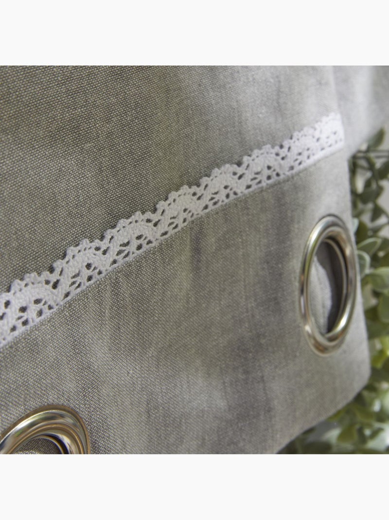 Rideau ? oeillets coton uni CHARME Gris - Kiabi