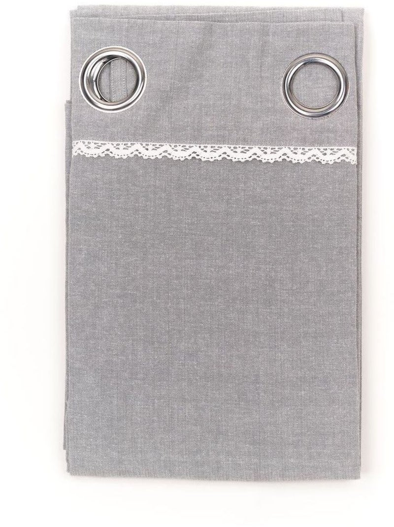 Rideau ? oeillets coton uni CHARME Gris - Kiabi
