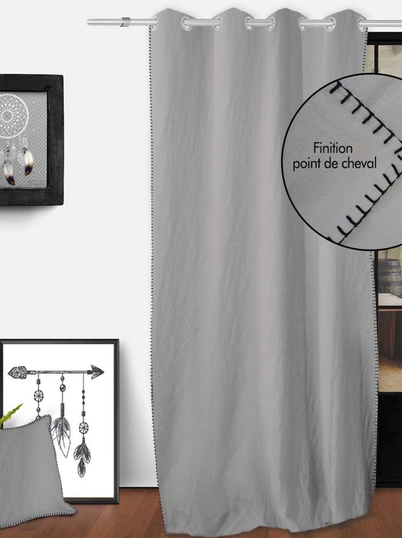 Rideau oeillets en coton lavé 135x250 cm SPIRIT, par Soleil d'Ocre Gris - Kiabi