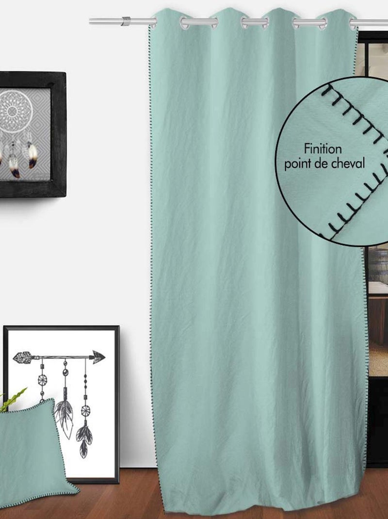 Rideau oeillets en coton lavé 135x250 cm SPIRIT, par Soleil d'Ocre Vert - Kiabi