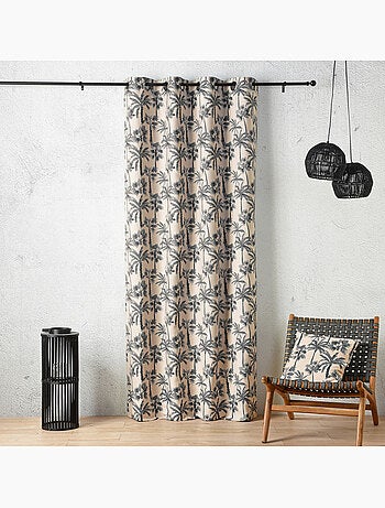 Rideau œillets motif palmier tamisant en tissu texturé