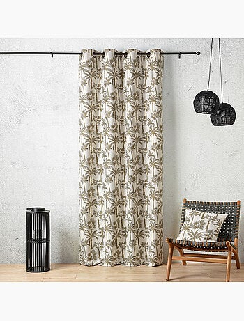 Rideau œillets motif palmier tamisant en tissu texturé