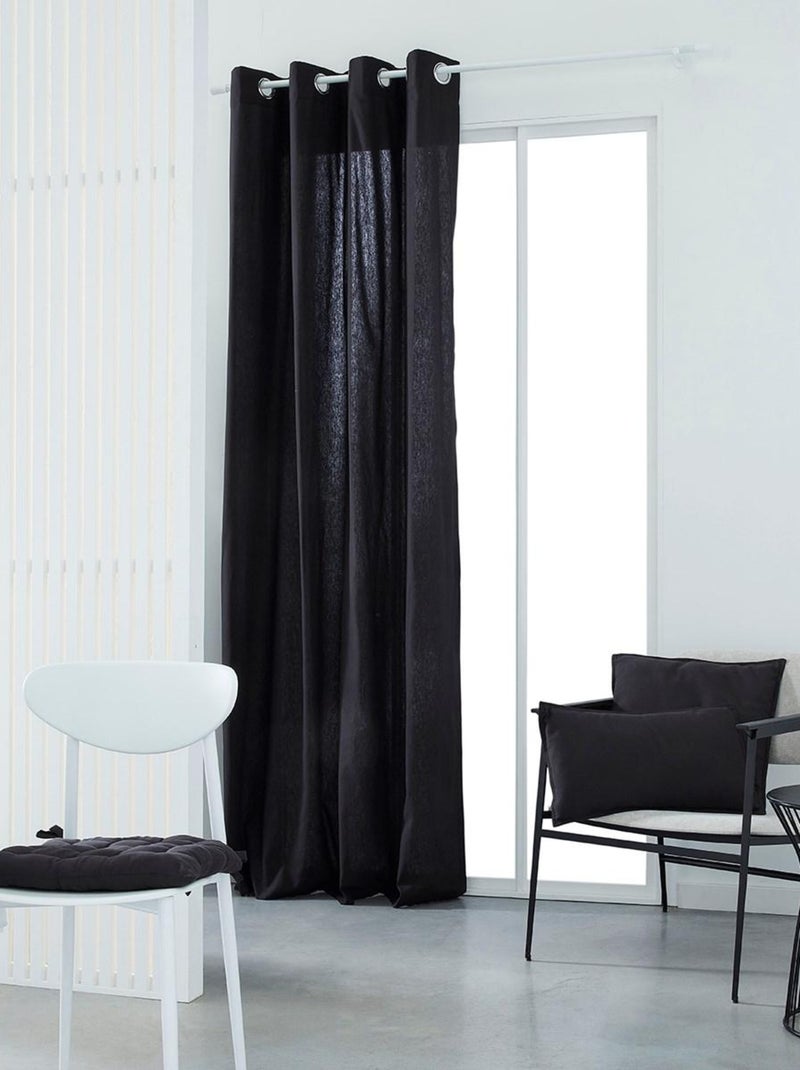 Rideau oeillets uni ESSENTIAL PANAMA Noir - Kiabi