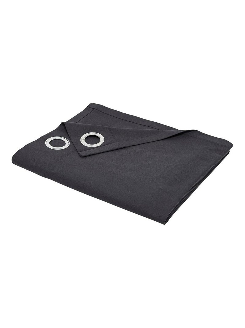 Rideau oeillets uni ESSENTIAL PANAMA Noir - Kiabi