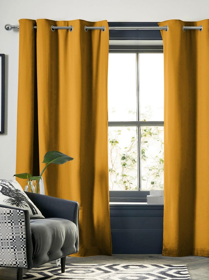 Rideau opacifiant thermique 140 x 260 cm Inuit Jaune Jaune - Kiabi