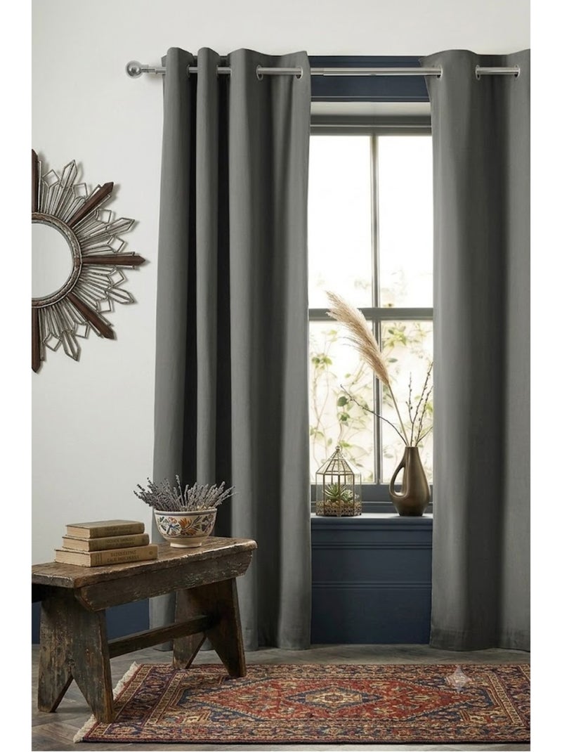 Rideau opacifiant thermique collection inuits Noir Gris anthracite - Kiabi