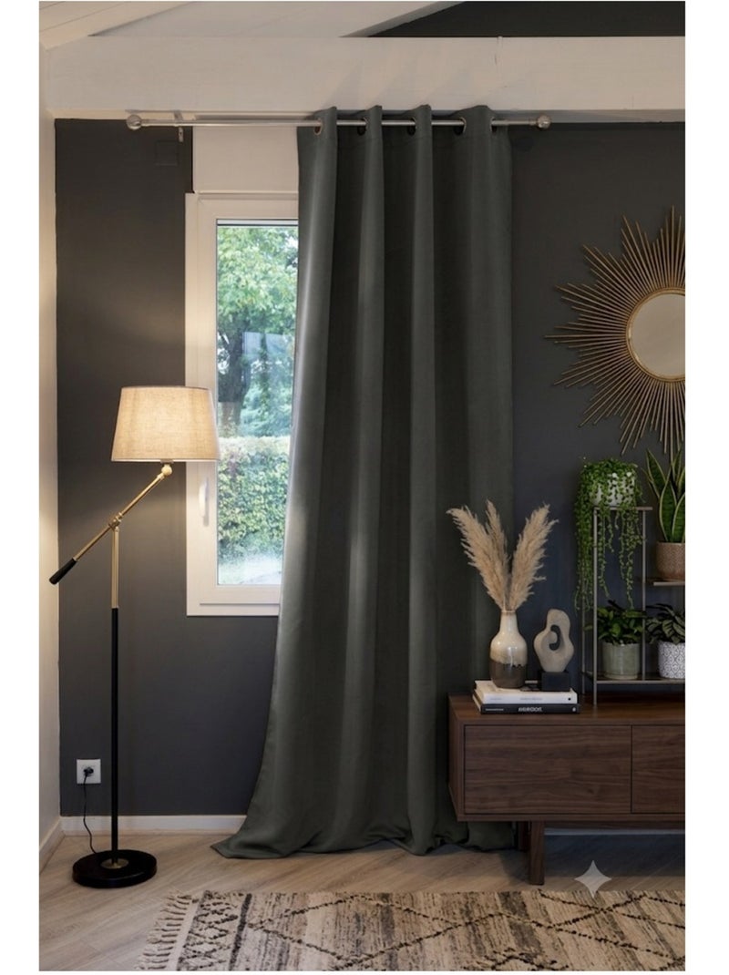 Rideau opacifiant thermique collection inuits Noir Gris anthracite - Kiabi