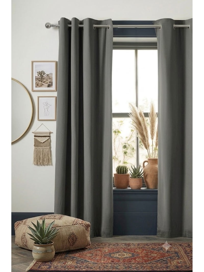 Rideau opacifiant thermique collection inuits Noir Gris anthracite - Kiabi