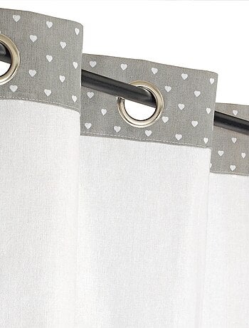 Rideau parement toile imprimé cœur - prêt à poser.