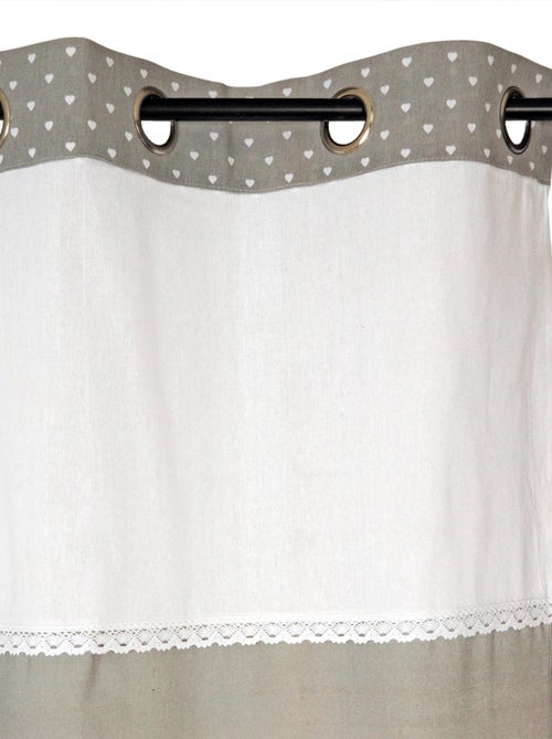Rideau parement toile imprimé cœur - prêt à poser. - Kiabi
