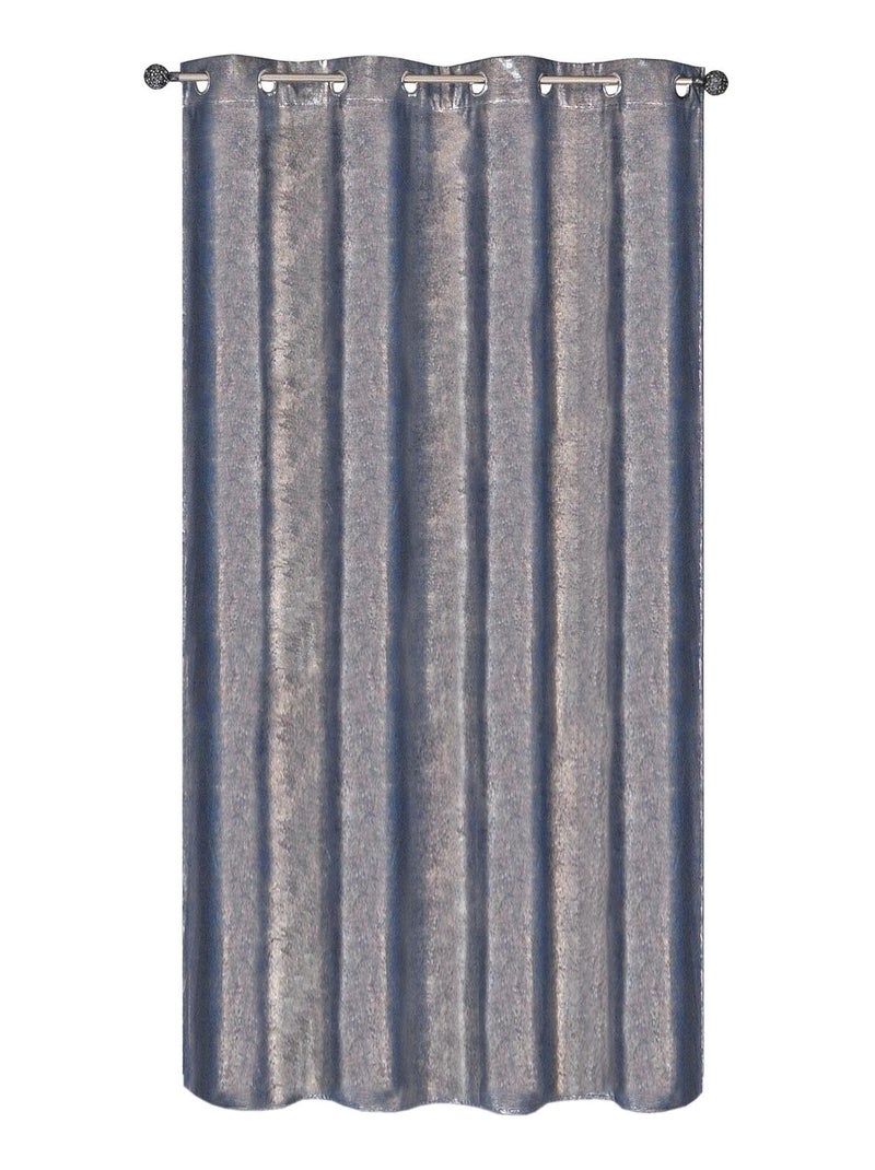 Rideau points argentés, à œillets. Bleu - Kiabi