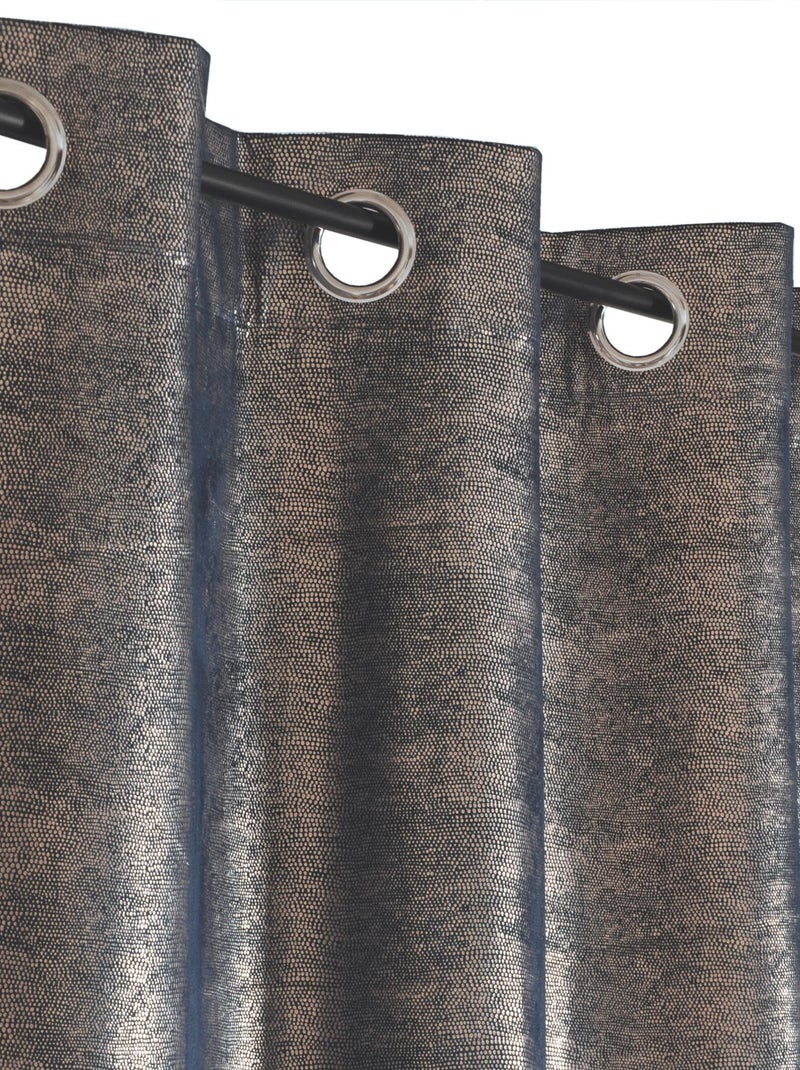 Rideau points argentés, à œillets. Bleu - Kiabi