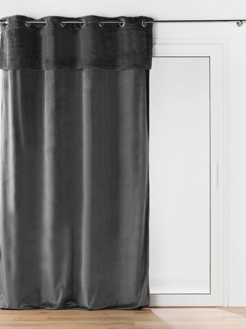 Rideau polaire doudou à œillets Gris - Kiabi