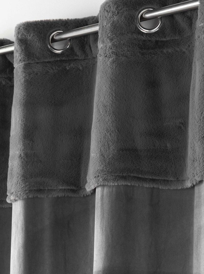 Rideau polaire doudou à œillets Gris - Kiabi