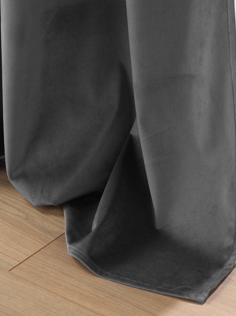 Rideau polaire doudou à œillets Gris - Kiabi