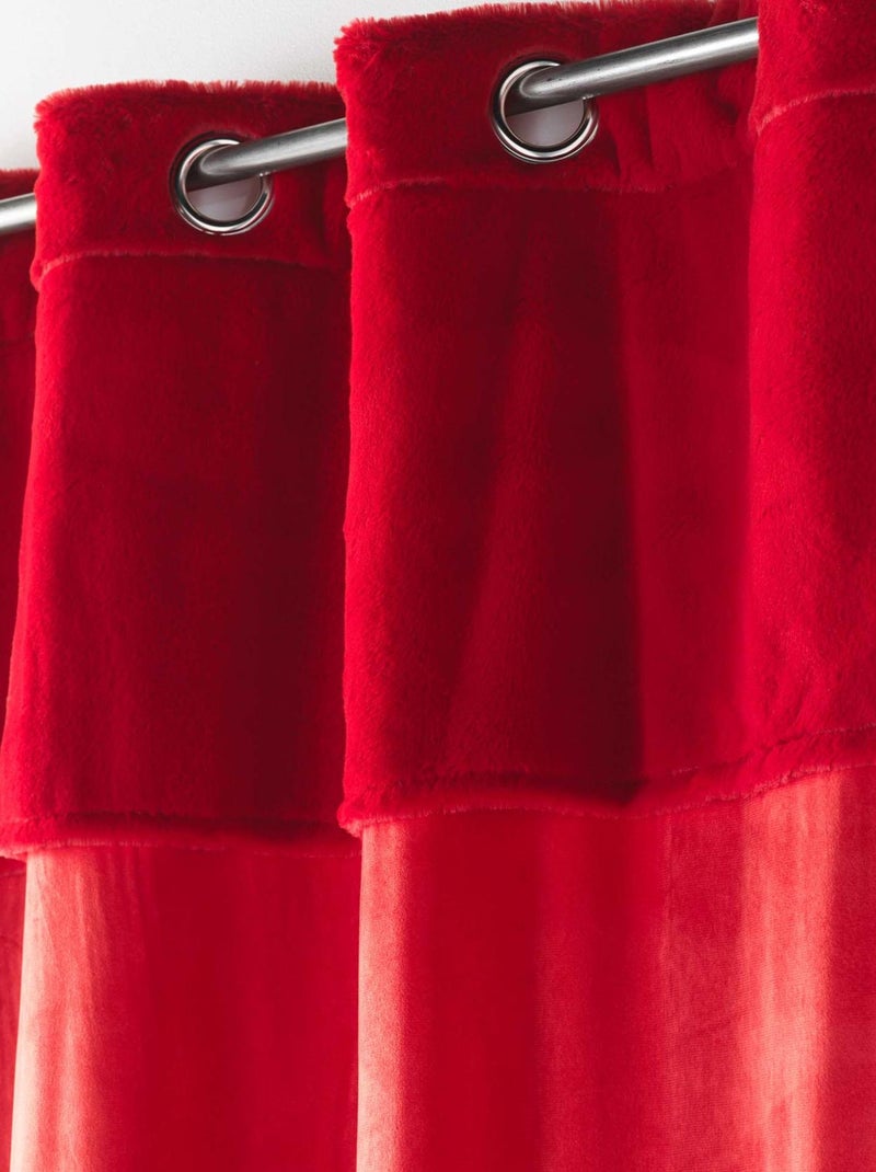 Rideau polaire doudou à œillets Rouge - Kiabi