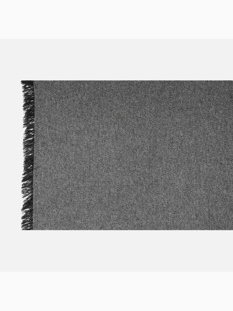 Rideau poly-laine avec franges sur les bords gris anthracite - Kiabi