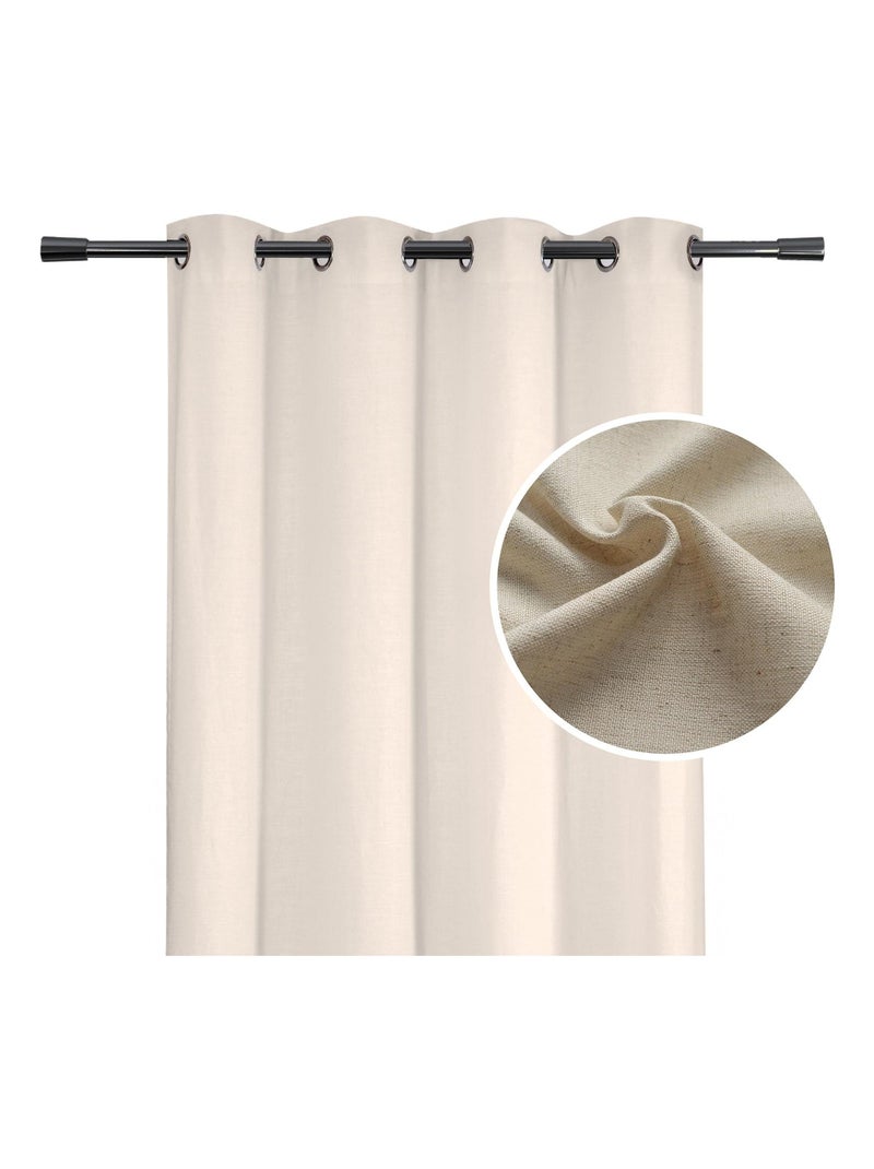 Rideau poly-lin à œillets Beige clair - Kiabi