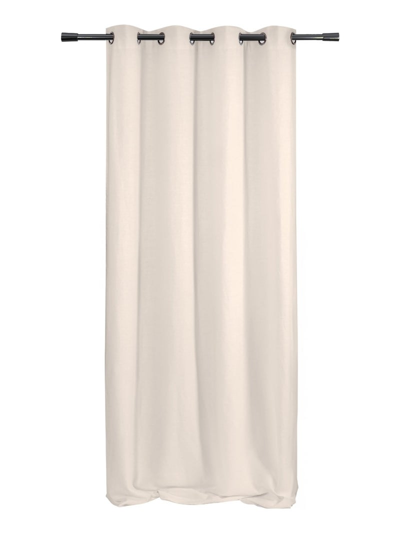 Rideau poly-lin à œillets Beige clair - Kiabi