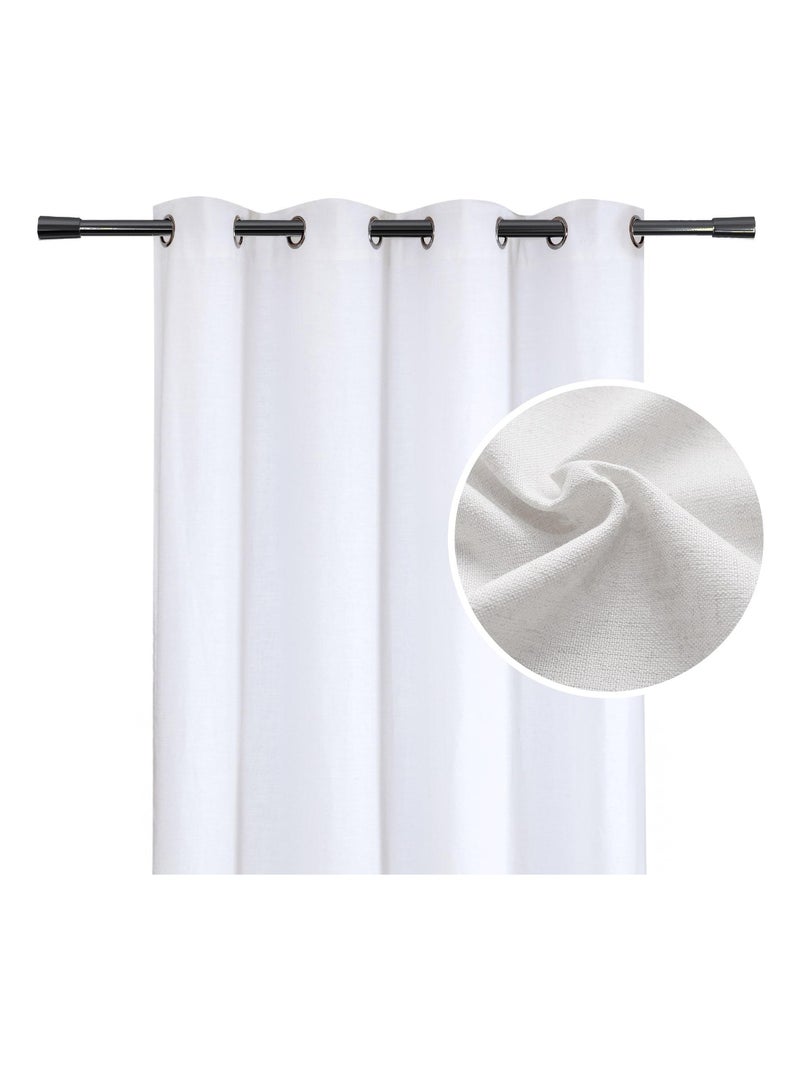 Rideau poly-lin à œillets Blanc - Kiabi