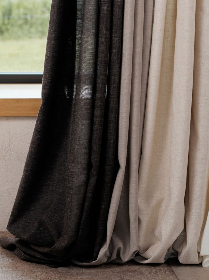 Rideau poly-lin à œillets Blanc - Kiabi