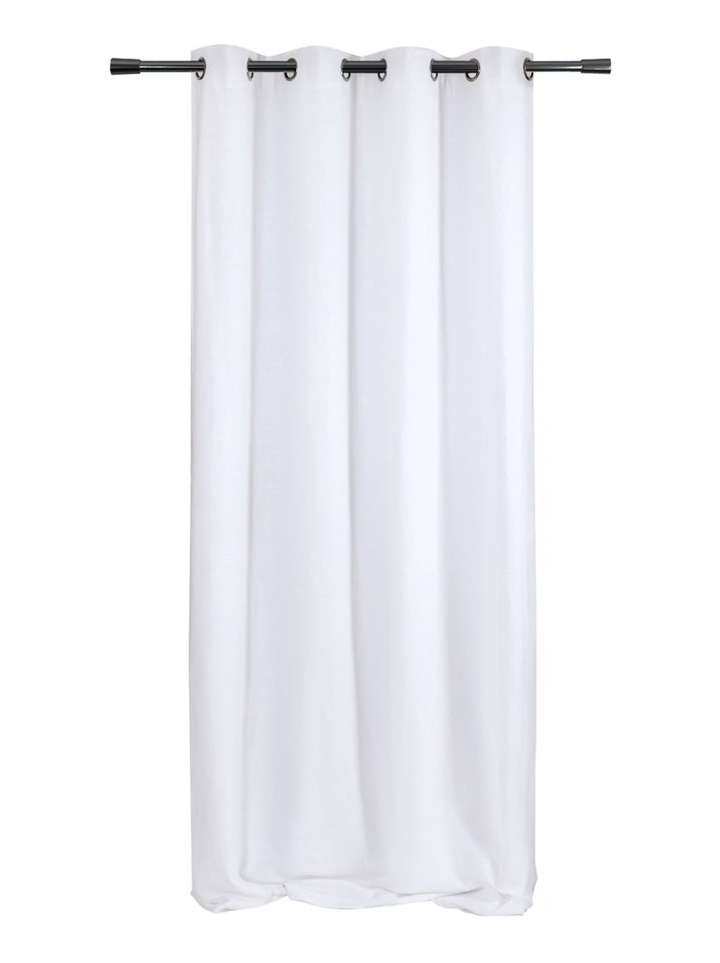 Rideau poly-lin à œillets Blanc - Kiabi