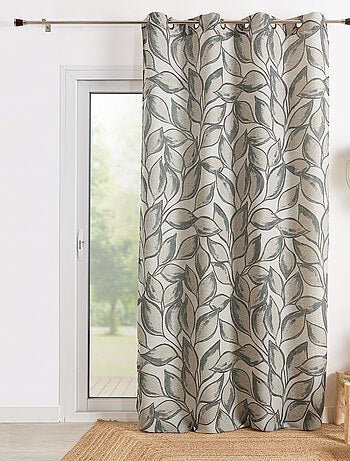 Rideau poly-lin imprimé feuilles aquarelle