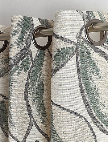 Rideau poly-lin imprimé feuilles aquarelle