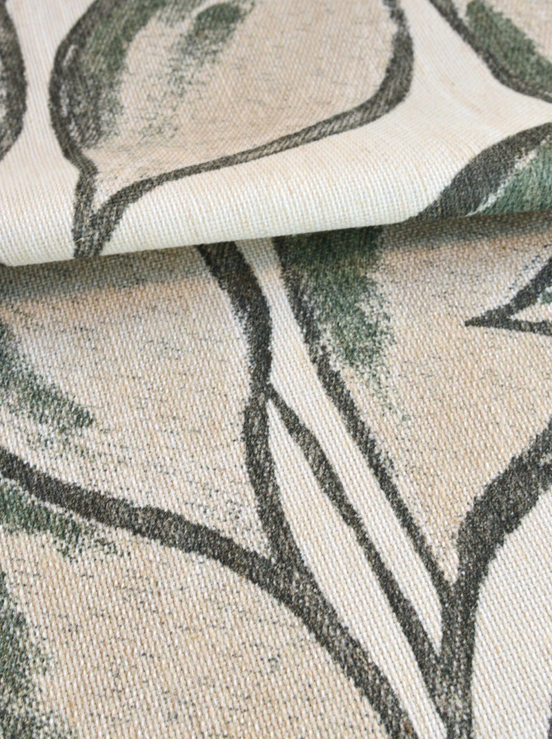 Rideau poly-lin imprimé feuilles aquarelle Vert - Kiabi