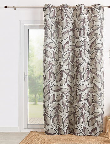 Rideau poly-lin imprimé feuilles aquarelle