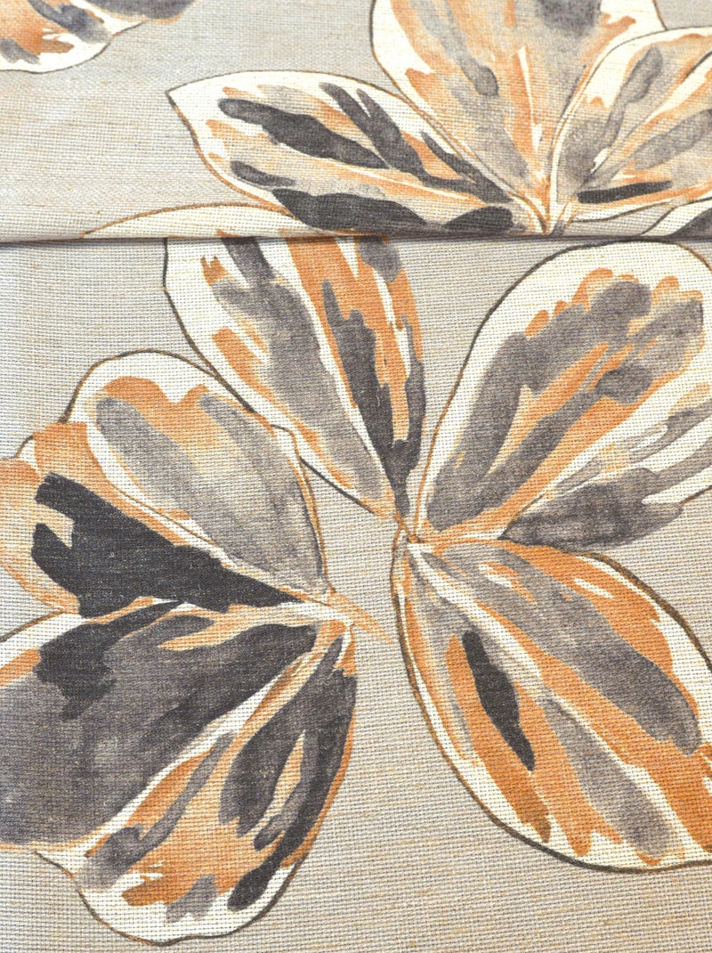 Rideau poly-lin imprimé fleur aquarelle Jaune foncé - Kiabi
