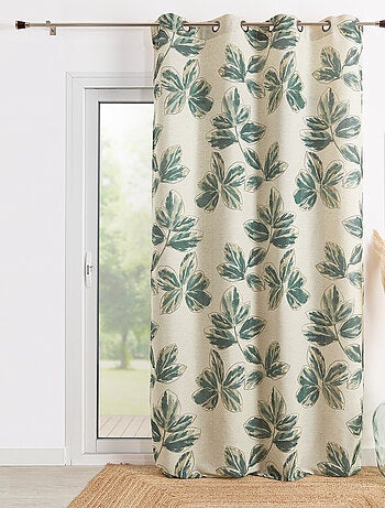 Rideau poly-lin imprimé fleur aquarelle