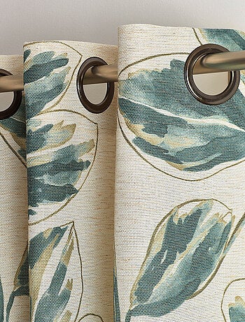 Rideau poly-lin imprimé fleur aquarelle