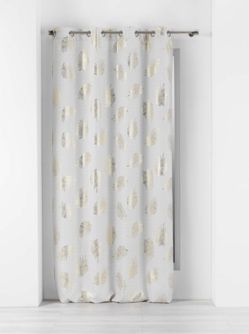 Rideau print feuilles dorées Blanc - Kiabi