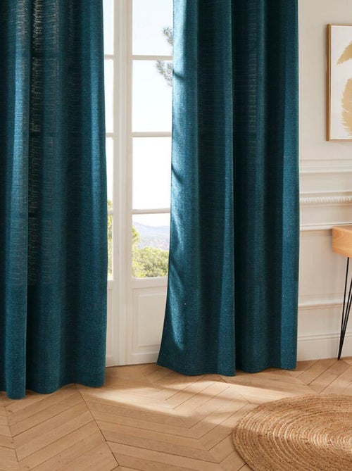 Rideau semi-occultant rayures chinées - Kiabi