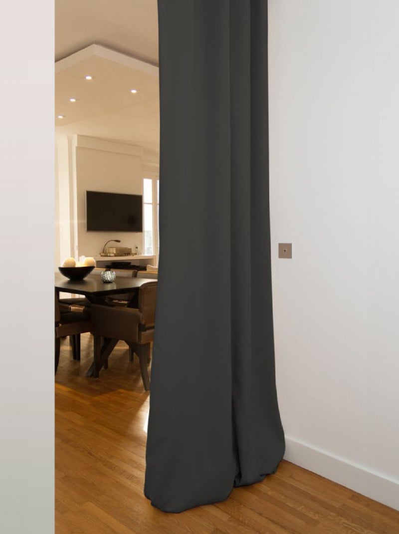 Rideau Séparateur de Pièce à galon et ourlet gris anthracite - Kiabi