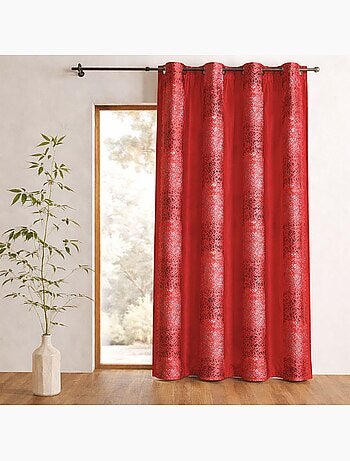 Rideau shantung brodé bandes de motifs ethniques