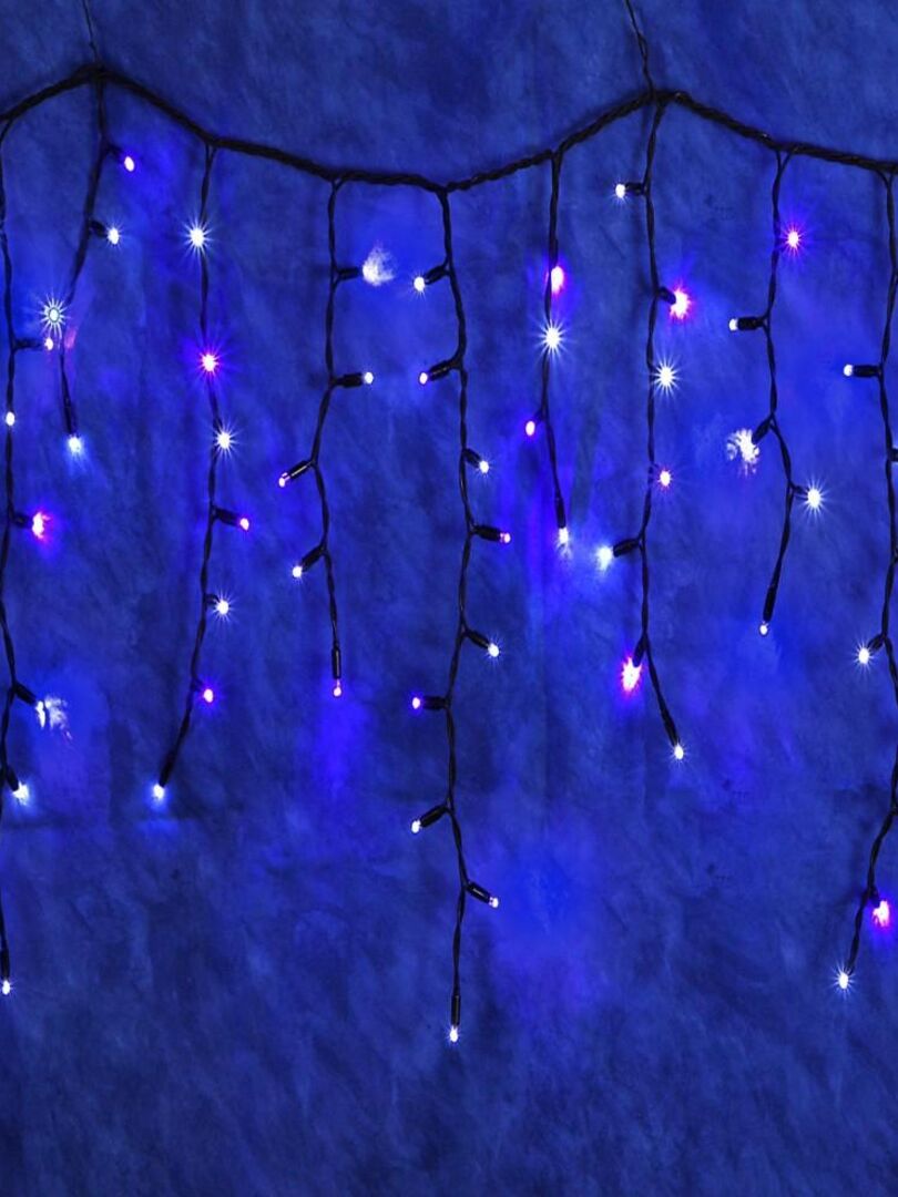 Rideau stalactites guirlande lumineuse extérieur 200 leds animées bleues -  Noir Noir - Kiabi - 40.79€