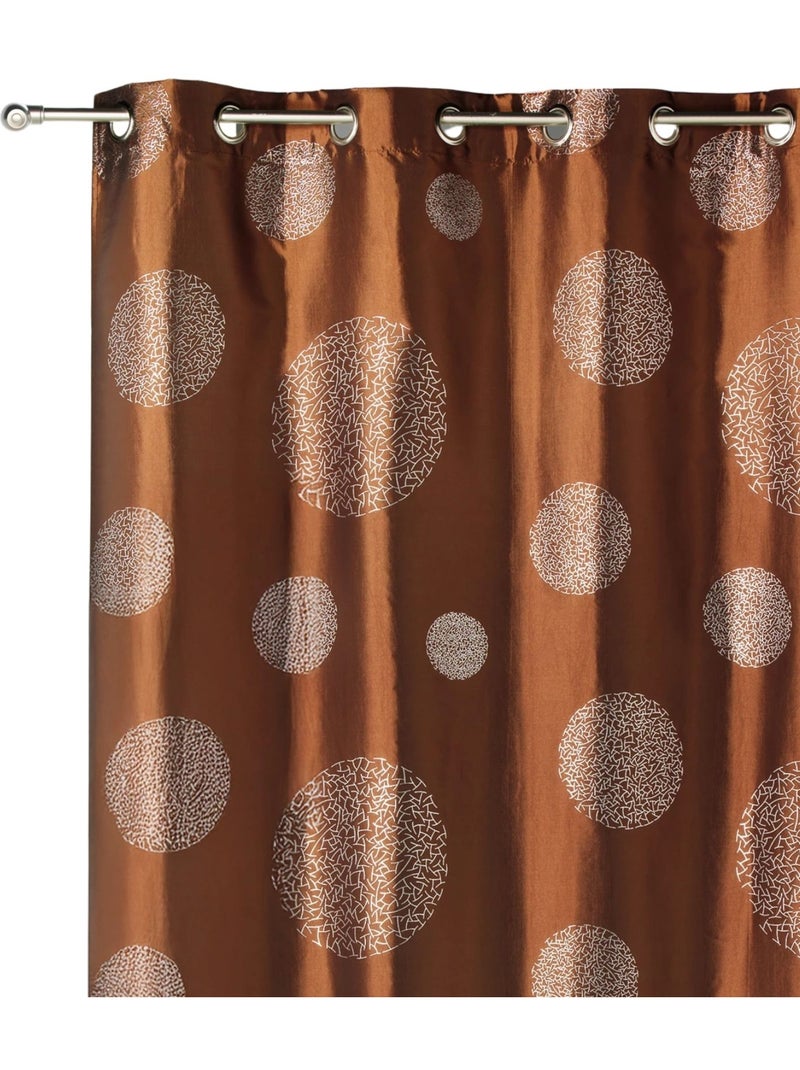 Rideau taffetas motif de ronds argentés Marron chocolat - Kiabi