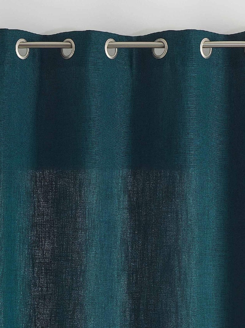 Rideau tamisant  -  - Effet tissé Bleu canard - Kiabi