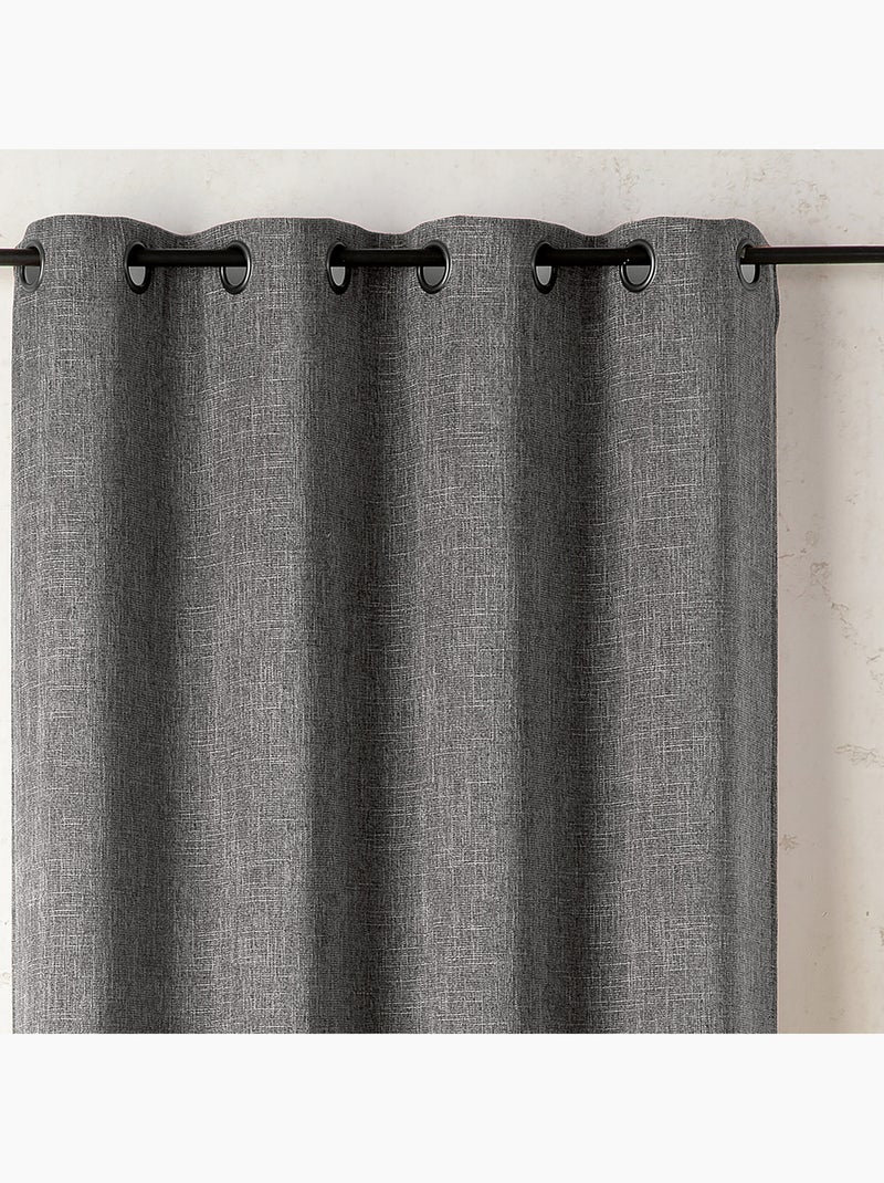 Rideau tamisant  - Effet lin authentique Gris - Kiabi