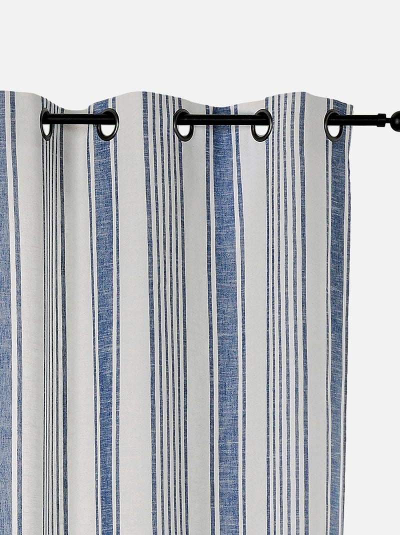 Rideau tamisant  - Effet rayures d'antan Bleu - Kiabi