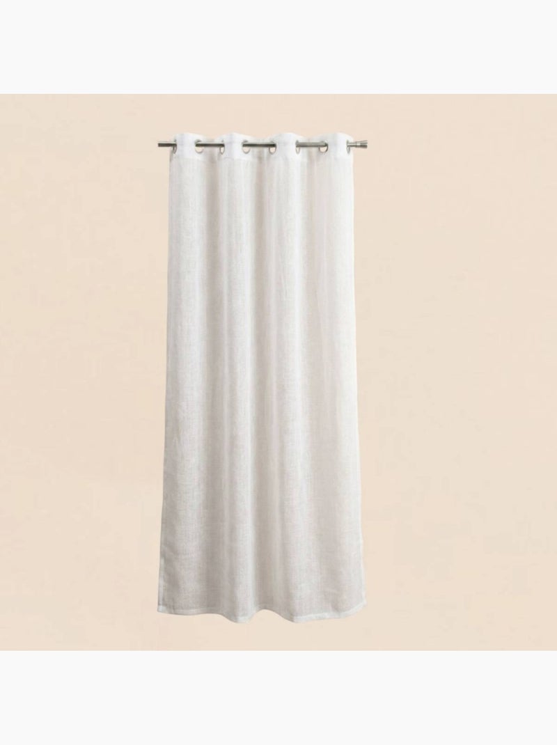Rideau tamisant 100% coton flammé 140x250cm Blanc - Kiabi