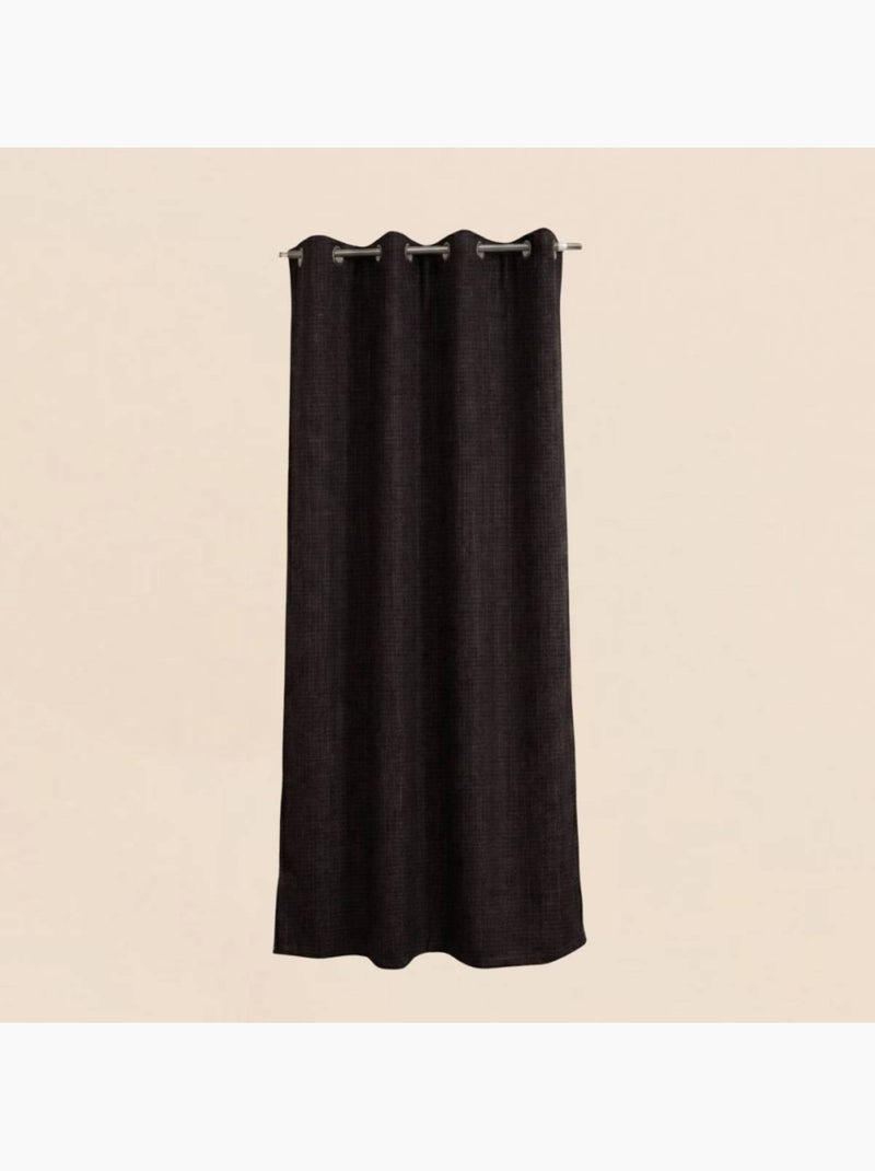 Rideau tamisant 100% coton flammé 140x250cm Noir - Kiabi