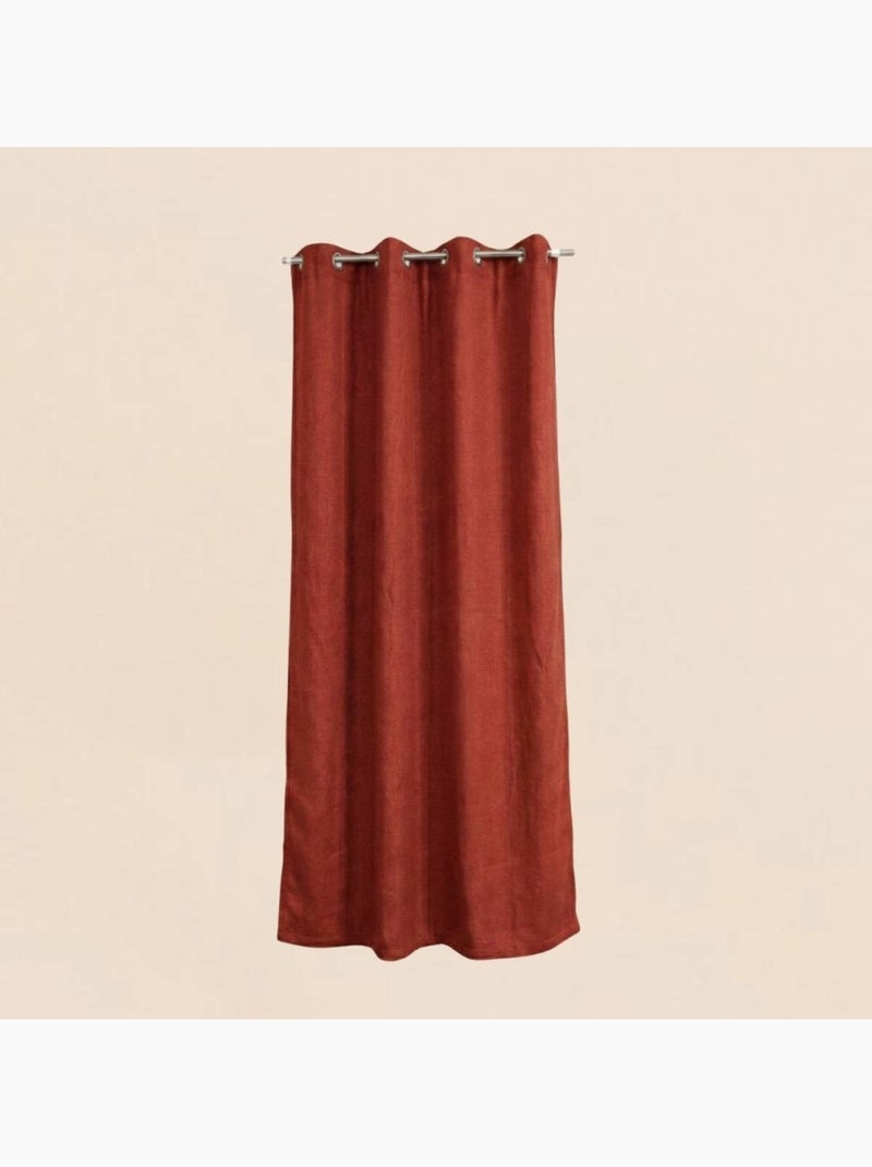 Rideau tamisant 100% coton flammé 140x250cm Terracotta - Kiabi